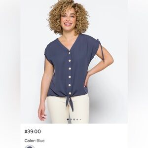 Fortune & Ivy Uma Tie Front blouse. NWT. Retail 39‎